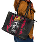 Jesus Graffiti Design Leather Tote Bag Crowned Portrait and Urban Street Art Style - African Pride