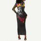 Jesus Graffiti Design Long Sleeve Bodycon Dress Crowned Portrait and Urban Street Art Style - African Pride