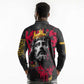 Jesus Graffiti Design Long Sleeve Polo Shirt Crowned Portrait and Urban Street Art Style - African Pride