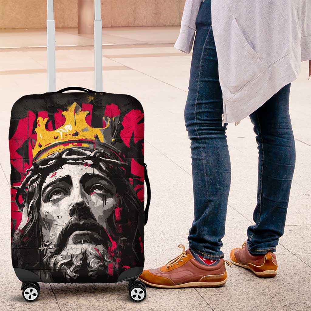 Jesus Graffiti Design Luggage Cover Crowned Portrait and Urban Street Art Style - African Pride