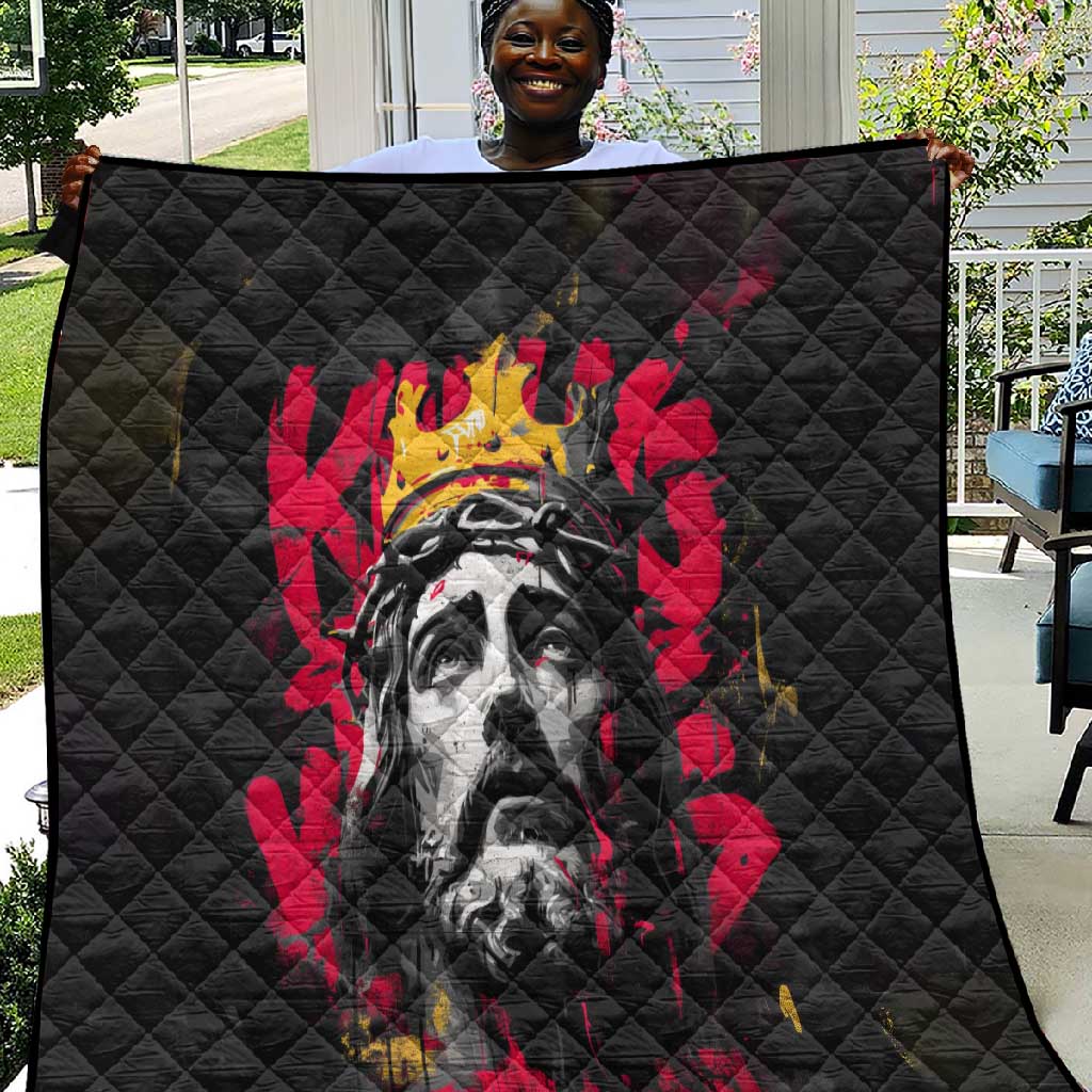 Jesus Graffiti Design Quilt Crowned Portrait and Urban Street Art Style - African Pride