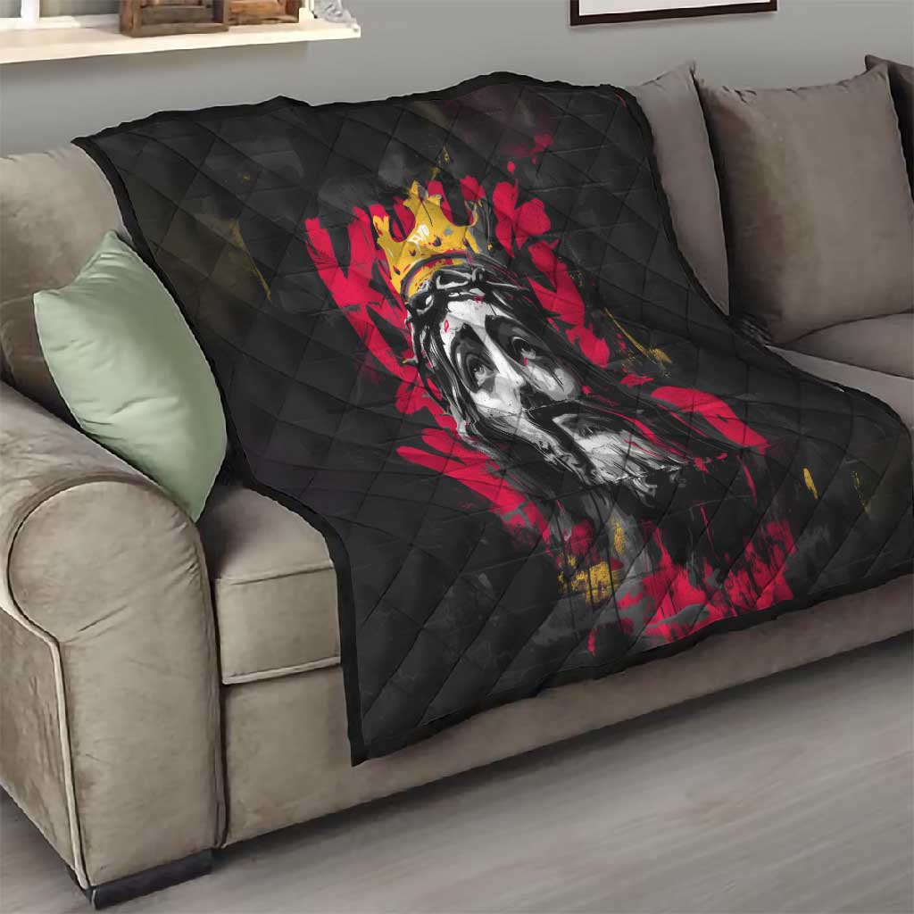 Jesus Graffiti Design Quilt Crowned Portrait and Urban Street Art Style - African Pride