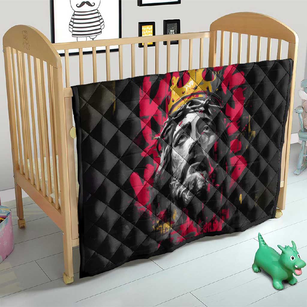 Jesus Graffiti Design Quilt Crowned Portrait and Urban Street Art Style - African Pride