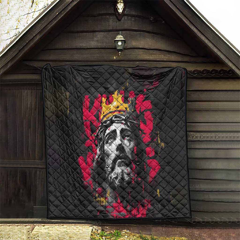 Jesus Graffiti Design Quilt Crowned Portrait and Urban Street Art Style - African Pride
