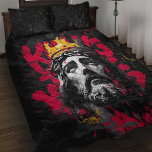 Jesus Graffiti Design Quilt Bed Set Crowned Portrait and Urban Street Art Style - African Pride