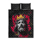 Jesus Graffiti Design Quilt Bed Set Crowned Portrait and Urban Street Art Style - African Pride