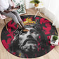 Jesus Graffiti Design Round Carpet Crowned Portrait and Urban Street Art Style - African Pride