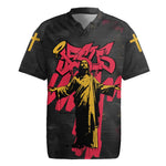 Jesus Graffiti Design Rugby Jersey Crowned Portrait and Urban Street Art Style - African Pride