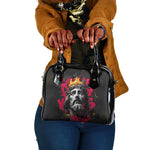 Jesus Graffiti Design Shoulder Handbag Crowned Portrait and Urban Street Art Style - African Pride