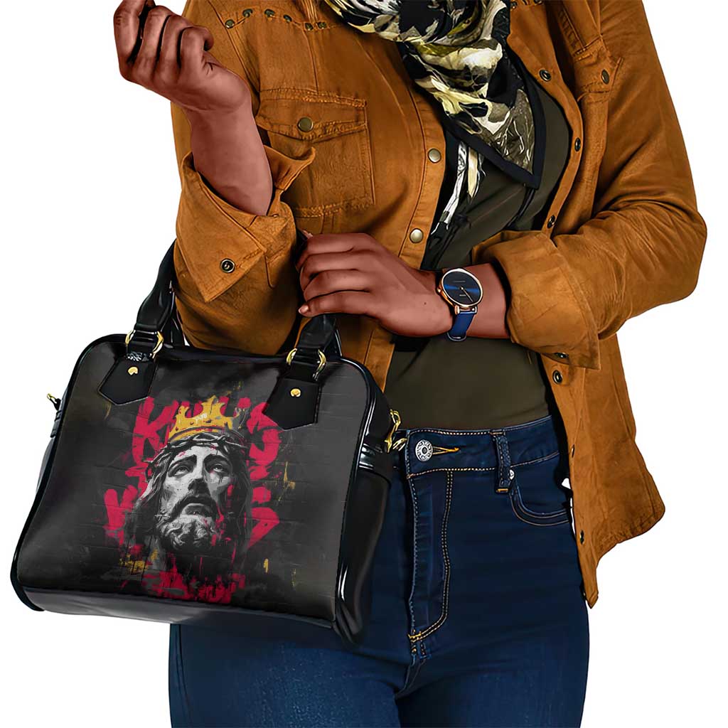 Jesus Graffiti Design Shoulder Handbag Crowned Portrait and Urban Street Art Style - African Pride