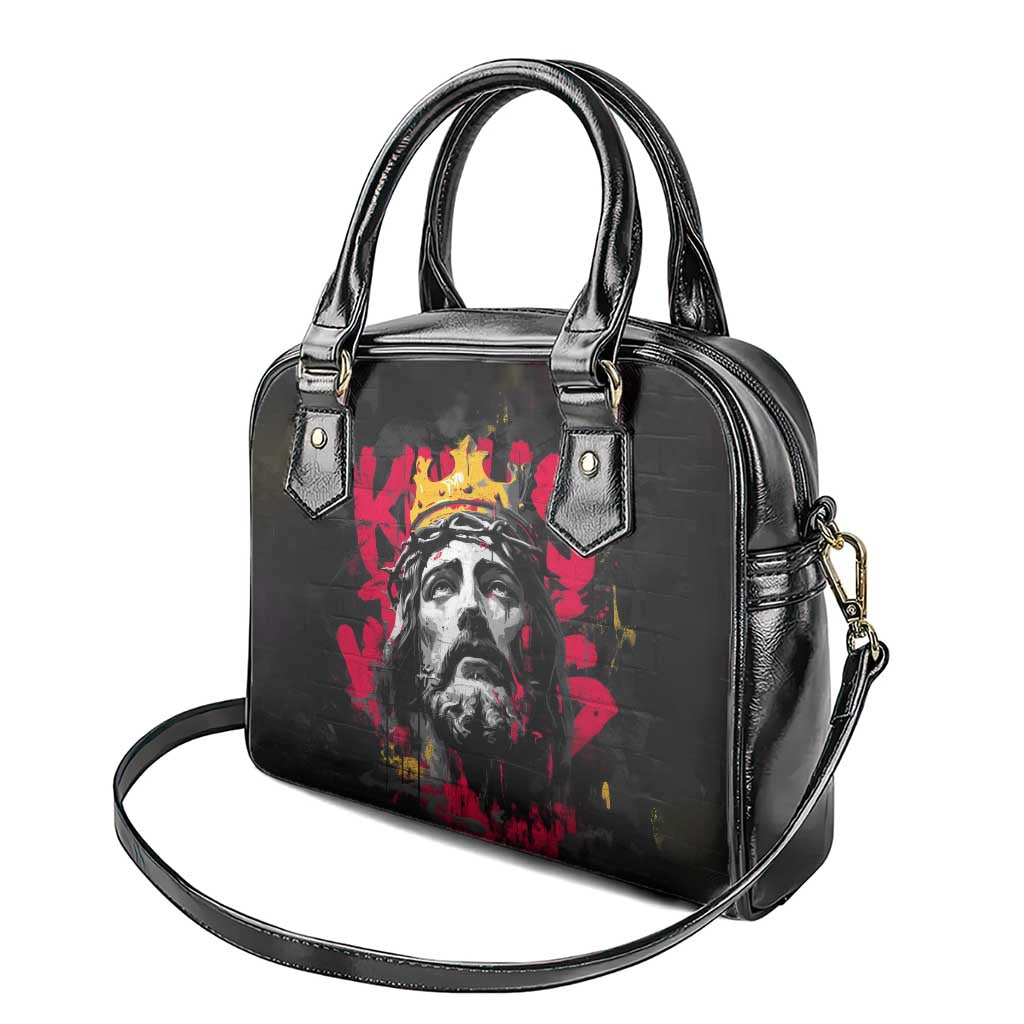Jesus Graffiti Design Shoulder Handbag Crowned Portrait and Urban Street Art Style - African Pride
