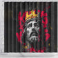Jesus Graffiti Design Shower Curtain Crowned Portrait and Urban Street Art Style - African Pride