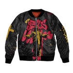 Jesus Graffiti Design Sleeve Zip Bomber Jacket Crowned Portrait and Urban Street Art Style - African Pride