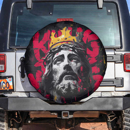 Jesus Graffiti Design Spare Tire Cover Crowned Portrait and Urban Street Art Style - African Pride