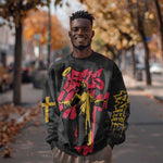 Jesus Graffiti Design Sweatshirt Crowned Portrait and Urban Street Art Style - African Pride
