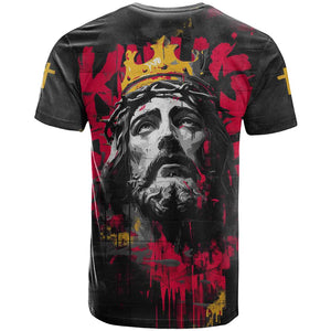 Jesus Graffiti Design T shirt Crowned Portrait and Urban Street Art Style - African Pride