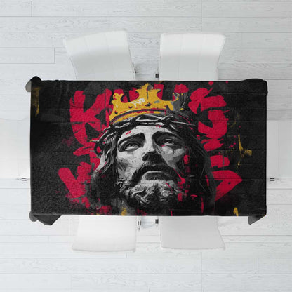 Jesus Graffiti Design Tablecloth Crowned Portrait and Urban Street Art Style - African Pride