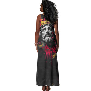 Jesus Graffiti Design Tank Maxi Dress Crowned Portrait and Urban Street Art Style - African Pride