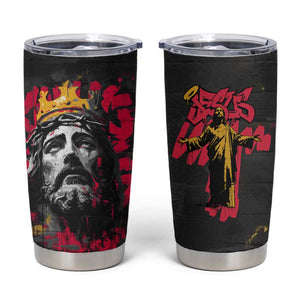Jesus Graffiti Design Tumbler Cup Crowned Portrait and Urban Street Art Style - African Pride