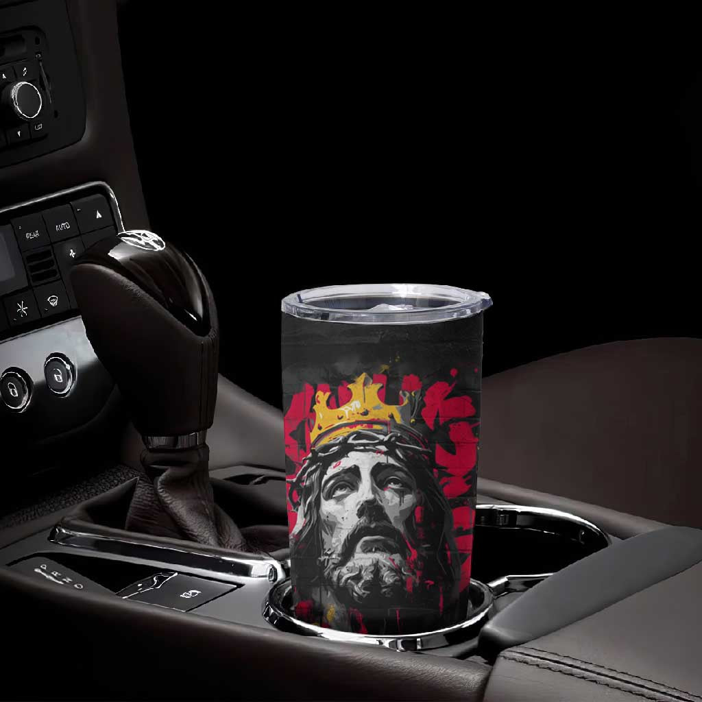 Jesus Graffiti Design Tumbler Cup Crowned Portrait and Urban Street Art Style - African Pride