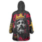 Jesus Graffiti Design Wearable Blanket Hoodie Crowned Portrait and Urban Street Art Style - African Pride