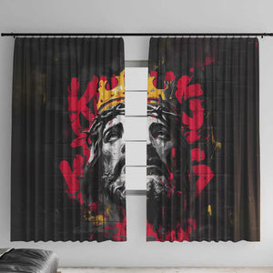Jesus Graffiti Design Window Curtain Crowned Portrait and Urban Street Art Style - African Pride