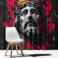 Jesus Graffiti Design Window Curtain Crowned Portrait and Urban Street Art Style - African Pride
