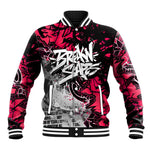 Hip Hop Graffiti Design Baseball Jacket Sitting Hooded Figure and Red Black Street - African Pride