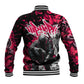 Hip Hop Graffiti Design Baseball Jacket Sitting Hooded Figure and Red Black Street - African Pride