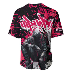 Hip Hop Graffiti Design Baseball Jersey Sitting Hooded Figure and Red Black Street - African Pride