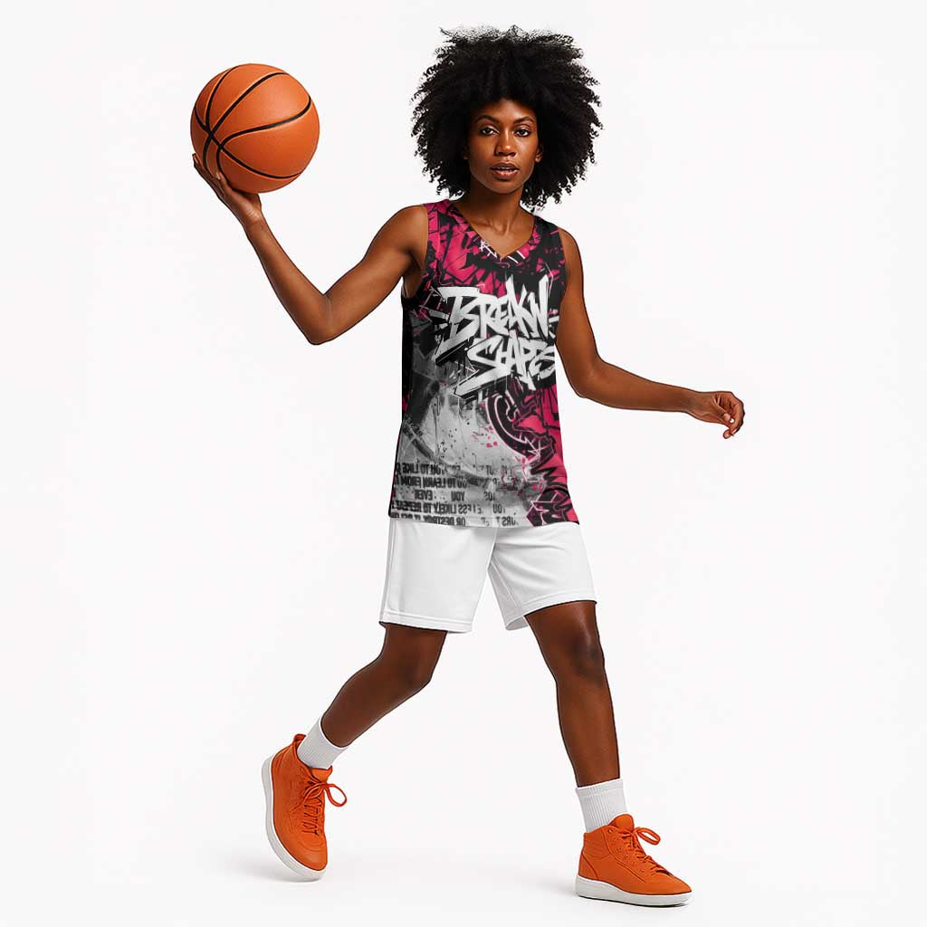 Hip Hop Graffiti Design Basketball Jersey Sitting Hooded Figure and Red Black Street - African Pride