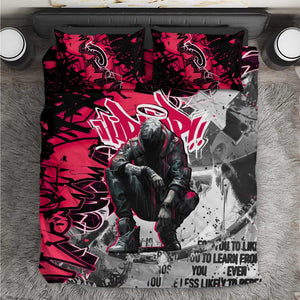 Hip Hop Graffiti Design Bedding Set Sitting Hooded Figure and Red Black Street - African Pride