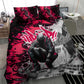 Hip Hop Graffiti Design Bedding Set Sitting Hooded Figure and Red Black Street - African Pride