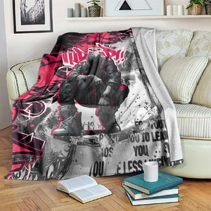 Hip Hop Graffiti Design Blanket Sitting Hooded Figure and Red Black Street - African Pride