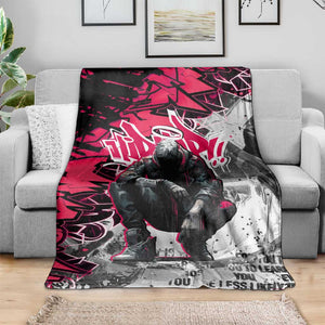 Hip Hop Graffiti Design Blanket Sitting Hooded Figure and Red Black Street - African Pride