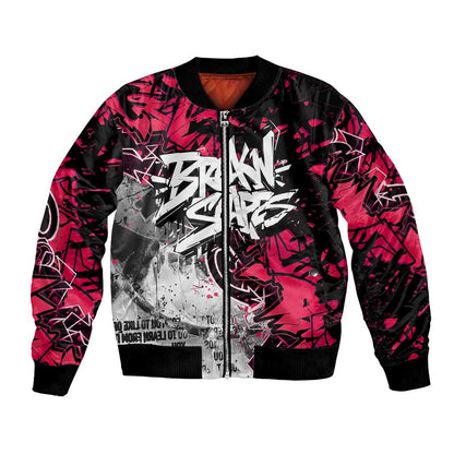 Hip Hop Graffiti Design Bomber Jacket Sitting Hooded Figure and Red Black Street - African Pride