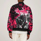 Hip Hop Graffiti Design Bomber Jacket Sitting Hooded Figure and Red Black Street - African Pride