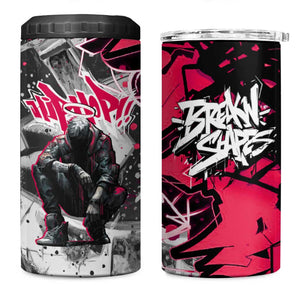Hip Hop Graffiti Design 4 in 1 Can Cooler Tumbler Sitting Hooded Figure and Red Black Street - African Pride