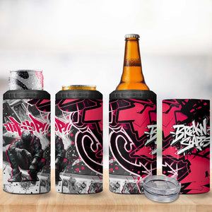 Hip Hop Graffiti Design 4 in 1 Can Cooler Tumbler Sitting Hooded Figure and Red Black Street - African Pride