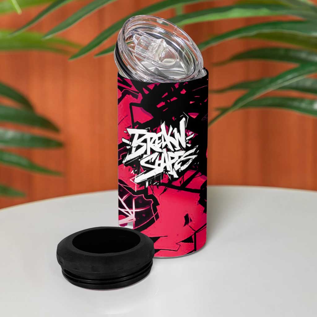 Hip Hop Graffiti Design 4 in 1 Can Cooler Tumbler Sitting Hooded Figure and Red Black Street - African Pride