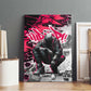 Hip Hop Graffiti Design Canvas Wall Art Sitting Hooded Figure and Red Black Street - African Pride
