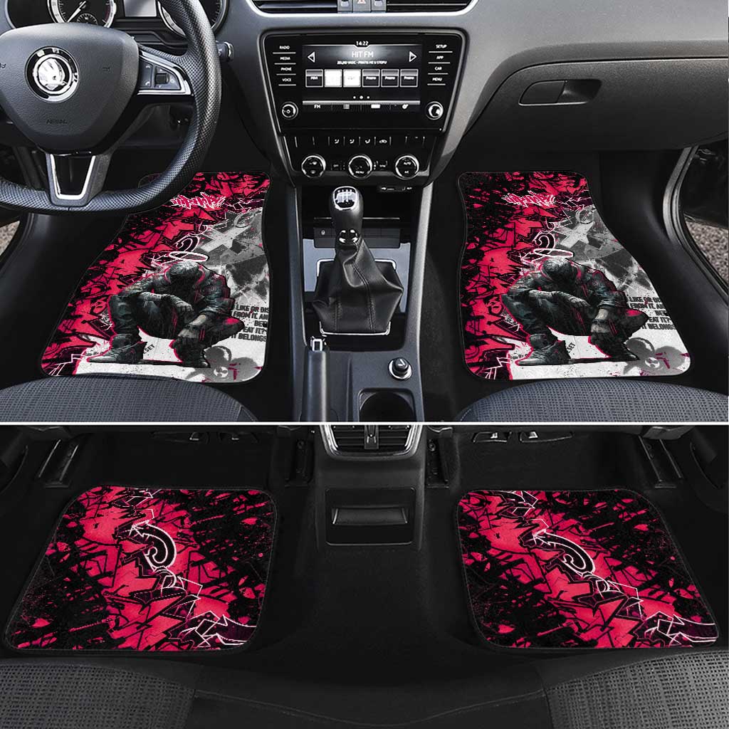 Hip Hop Graffiti Design Car Mats Sitting Hooded Figure and Red Black Street - African Pride