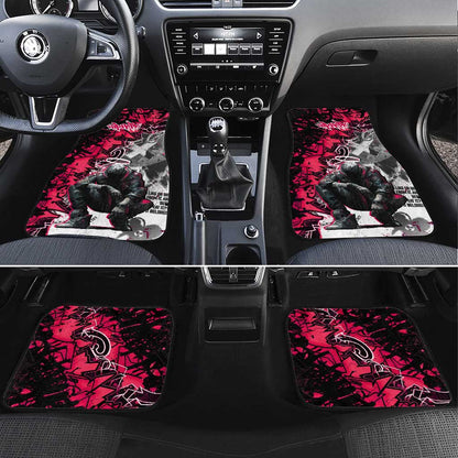 Hip Hop Graffiti Design Car Mats Sitting Hooded Figure and Red Black Street - African Pride