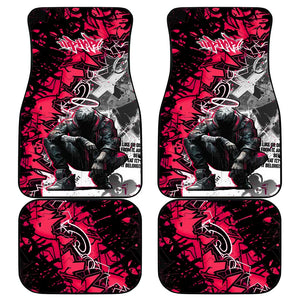 Hip Hop Graffiti Design Car Mats Sitting Hooded Figure and Red Black Street - African Pride