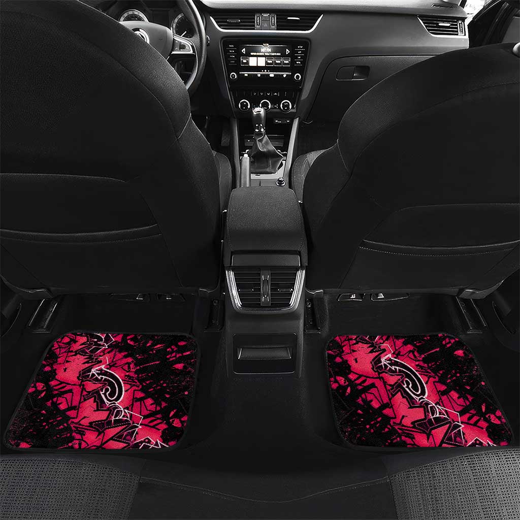 Hip Hop Graffiti Design Car Mats Sitting Hooded Figure and Red Black Street - African Pride