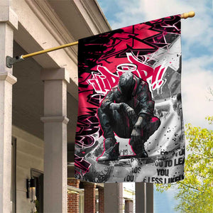 Hip Hop Graffiti Design Garden Flag Sitting Hooded Figure and Red Black Street - African Pride