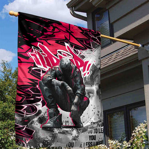 Hip Hop Graffiti Design Garden Flag Sitting Hooded Figure and Red Black Street - African Pride