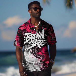 Hip Hop Graffiti Design Hawaiian Shirt Sitting Hooded Figure and Red Black Street - African Pride