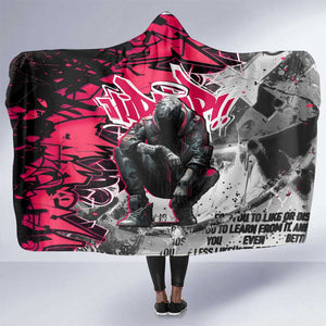 Hip Hop Graffiti Design Hooded Blanket Sitting Hooded Figure and Red Black Street - African Pride