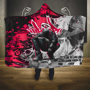 Hip Hop Graffiti Design Hooded Blanket Sitting Hooded Figure and Red Black Street - African Pride